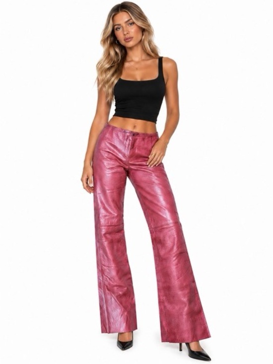 Parallel Pants - Vintage Parallel Red Patina Leather Pants Y2K Straight Leg Pants Size 4